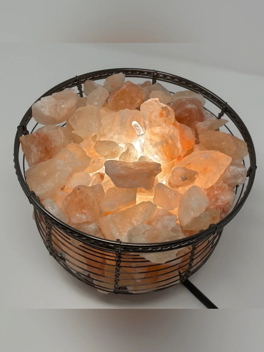 Pink Himalayan Salt Rock Table Lamp with adjustable dimmer light